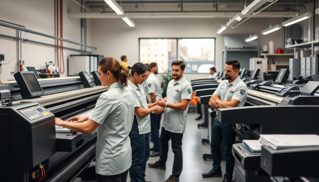 Equipo de profesionales de ExaPrint trabajando en servicios de impresión digital en Santiago Equipo de profesionales de ExaPrint trabajando en servicios de impresión digital en Santiago